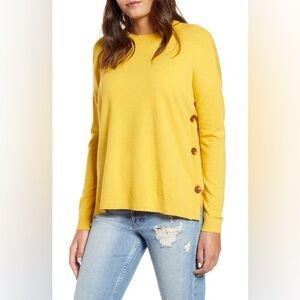 Boden Mustard Yellow Wool Blend Side Buttons Jumper Sweater Size S women’s small